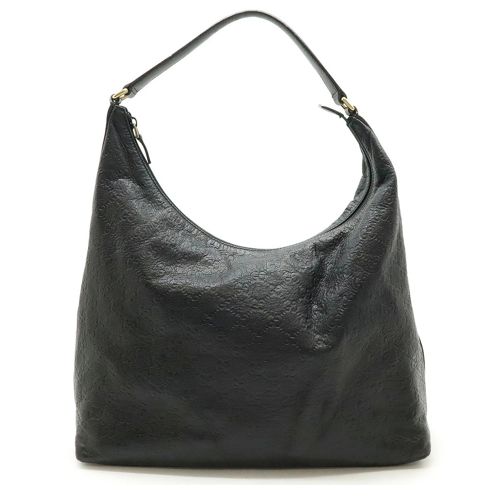 Gucci Guccissima Shoulder Bag One Handle Leather Black